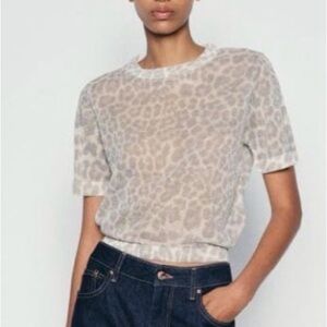 Zara Cream Leopard Print Top size Medium-NWOT